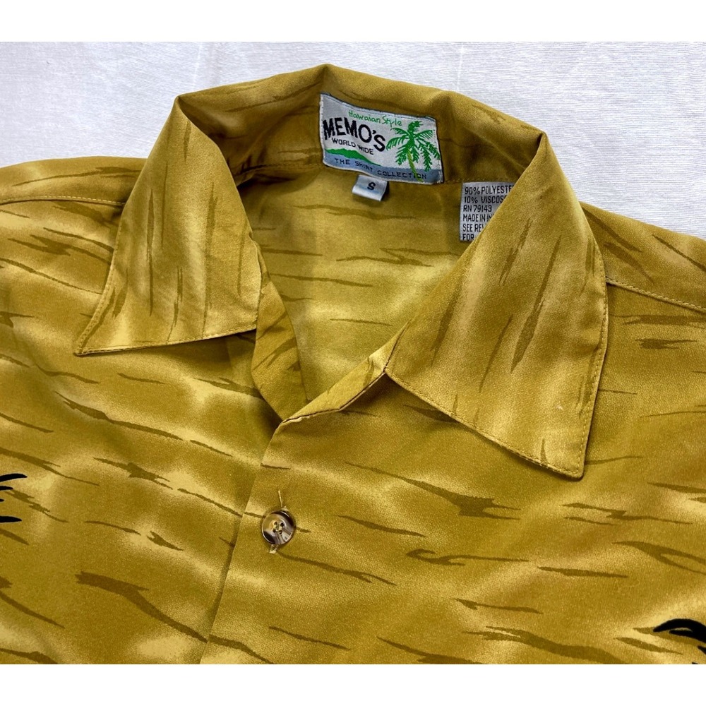 Memos Mens S Hawaiian Shirt‎ Short Sleeve Palm Tree Polyester Viscose